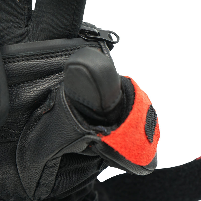 Close-up of the flip-open mitten and heated glove liner cuff